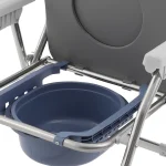 Gray Modern Toilet Chair, Toilet Chair with Padded Seat Plate and Toilet Bucket, Foldable Commode Chair for Seniors - Image 2