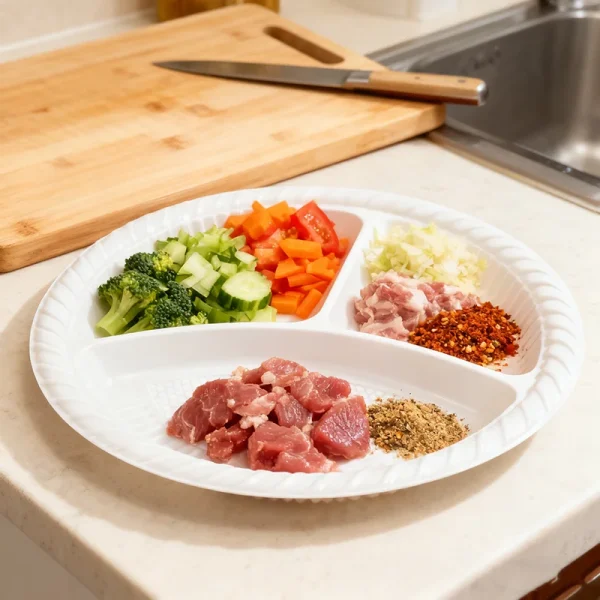 10/20/50PCS Disposable Pattern Three Grid White Plates Suitable For Outdoor Camping Picnics Company Dinners Tools Plates - Image 3