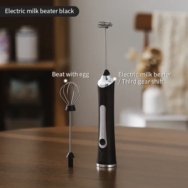 Portable milk frother, handheld egg beater, USB milk coffee cream stick, 3-speed cream and butter mixer, multifunctional mixer - Image 5