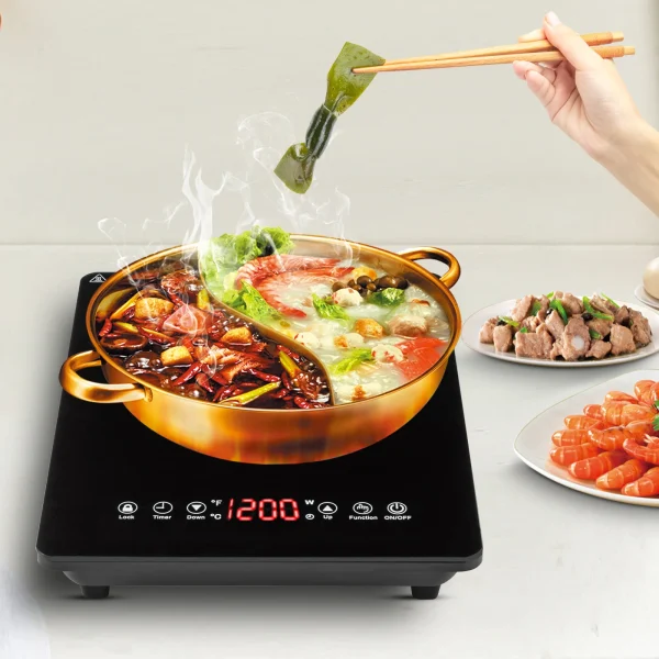 1800W Induction Cooktop Low Noise Hot Plate Portable Induction Cooktop w/ Ultra Thin Body for Kitchen Countertop Use - Image 2