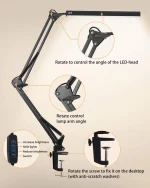 LED Desk Lamp with Clamp 10W Swing Arm Desk Lamp Eye-Caring Dimmable Desk Light with 10 Brightness Level, 3 Lighting Modes - Image 5