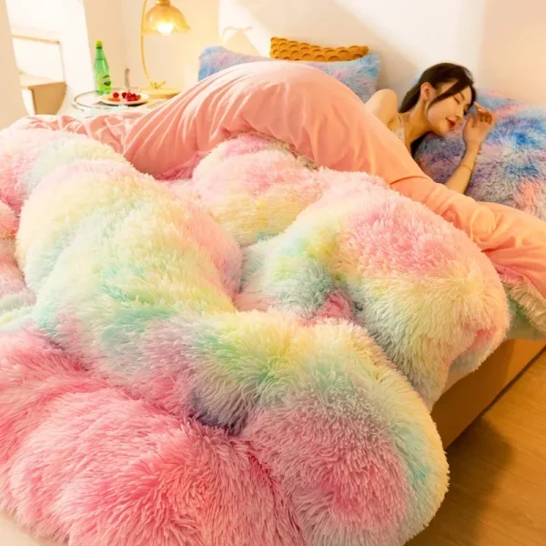 Thick Mink Fur Lamb Fur Warm Winter Comforter Soft Double-sided Velvet Quilted Cotton Quilt Lightweight Fluffy and Elastic Duvet - Image 3