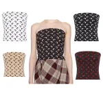 New Fashion Moon Print Sexy Short Crop Top Women's Summer Korean Style Leisure Streetwear Sweet Strapless Slim Fit Blouse