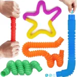 8Pack Large Pop Tubes Fidget Toys Sensory Toy for Stress Anxiety Relief for Children Adults Learning Toys Toddlers Stretch Tube - Image 2