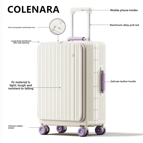 COLENARA Carry-on Travel Luggage ABS+PC Boarding Case 20"24"26"28 Inch Large Capacity Trolley Case Women's Cabin Suitcase - Image 3