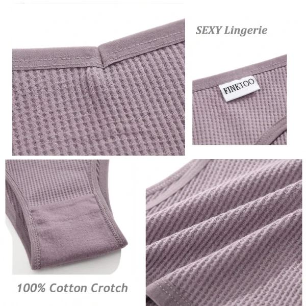 7PCS/Set Women's Waffle Cotton Panty Sexy V Waist Brazilian Panties Female Breathable Soft Underwear Solid Stretch Lingerie - Image 5