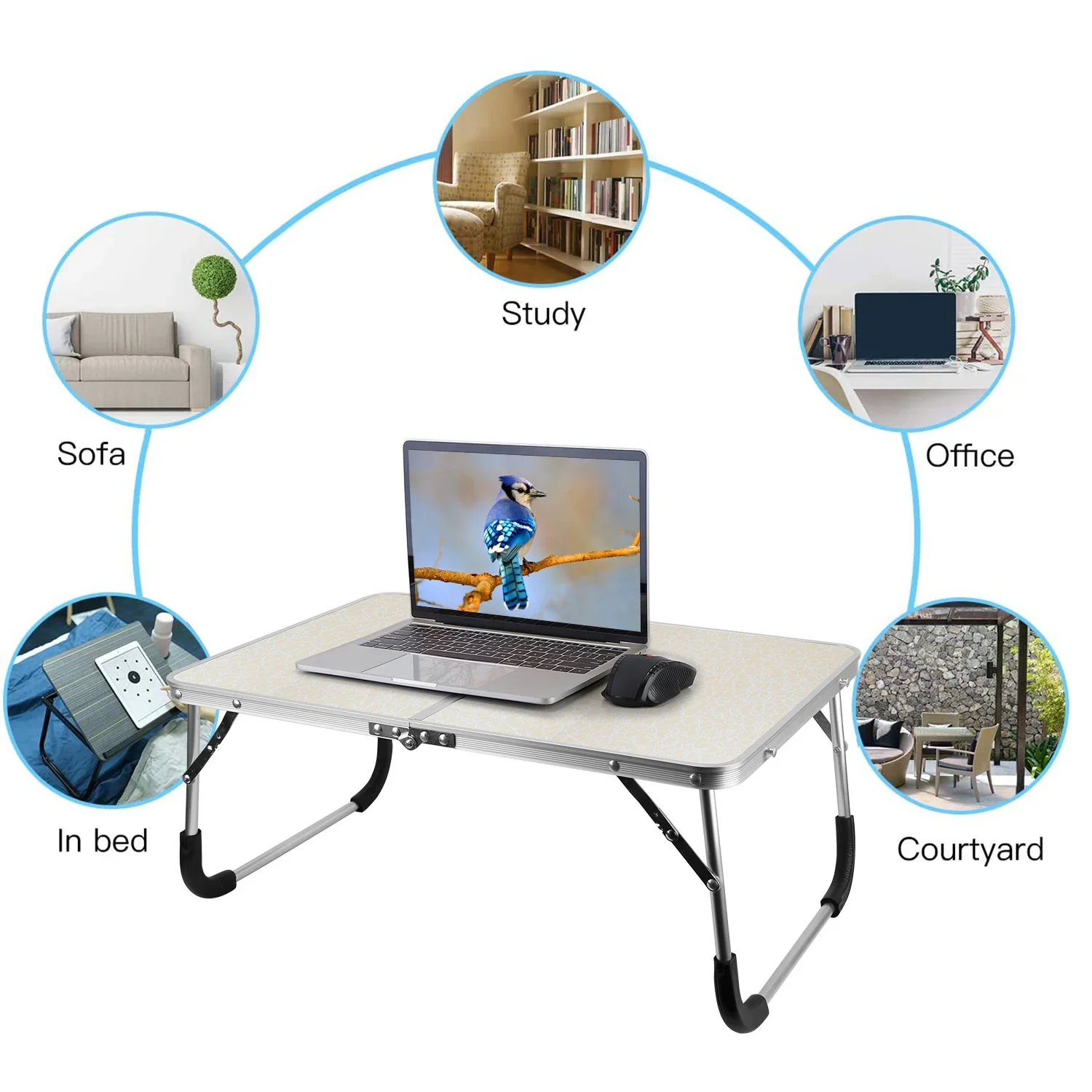 kf-S845654d7a339460d8b5480cb4d7728936 Outdoor Camping Small Table Portable Folding Laptop Computer Desk Lightweight Bed Reading Tables Foldable Gaming Study Table - Image 1