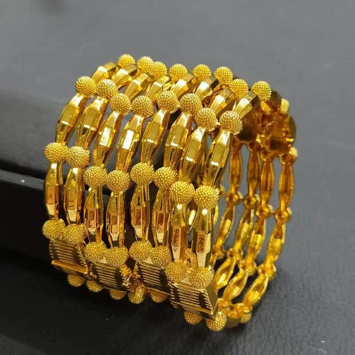 kf-S869f8f82df8e4a6f91afa4e1a0549b8db 1Pcs Ethiopian Bridal Gold Color Hollow Luxury Bangles Indian Wedding Jewellery Dubai Engagement Hand Jewelry Gifts 24k New - Image 1