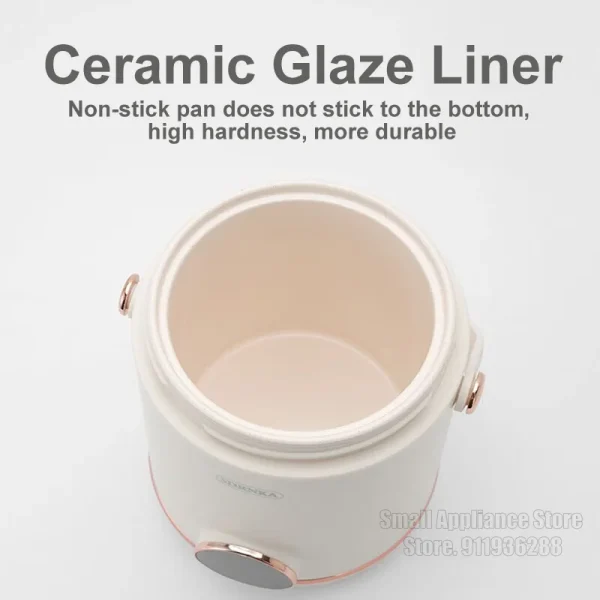 1L Rice Cooker Mini Portable Electric Cooker Ceramic Glazed Liner Multifunctional Electric Hot Pot 220V Home Kitchen Appliances - Image 4