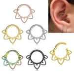Flower Shape Nose Ring Septum Clicker Helix Piercing Ear Cartilage Daith Hoop Body Piercing For Women Men 316L Surgical Steel - Image 3