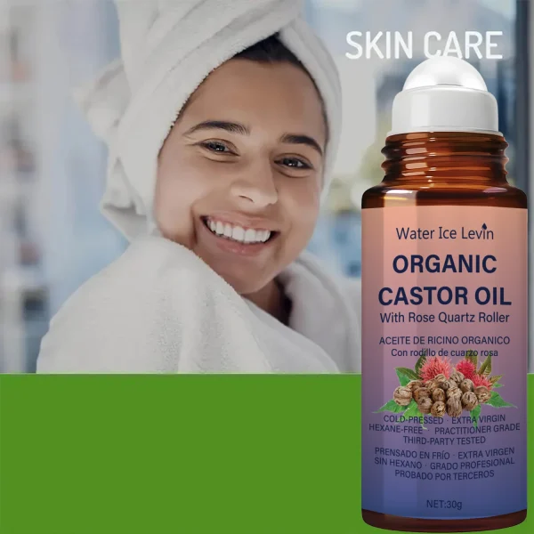 Winter Organic Castor Oil & Rose Quartz Roller - Cold-Pressed, Hexane-Free for Hair & Skin Care, Third-Party Tested - Image 4