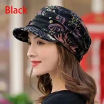5 Colors Short Wide Brim Floral Print Earflap Hat Ethnic Windproof Foldable Warm Women Autumn Winter Outdoor Daily Cap Free Size - Image 3