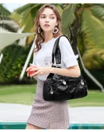 Y2K Motorcycle Bag Women's PU Leather Crossbody Bag Retro Luxury Handbag Fashion Motorcycle Bag Brand Fashion Crossbody Bag - Image 3