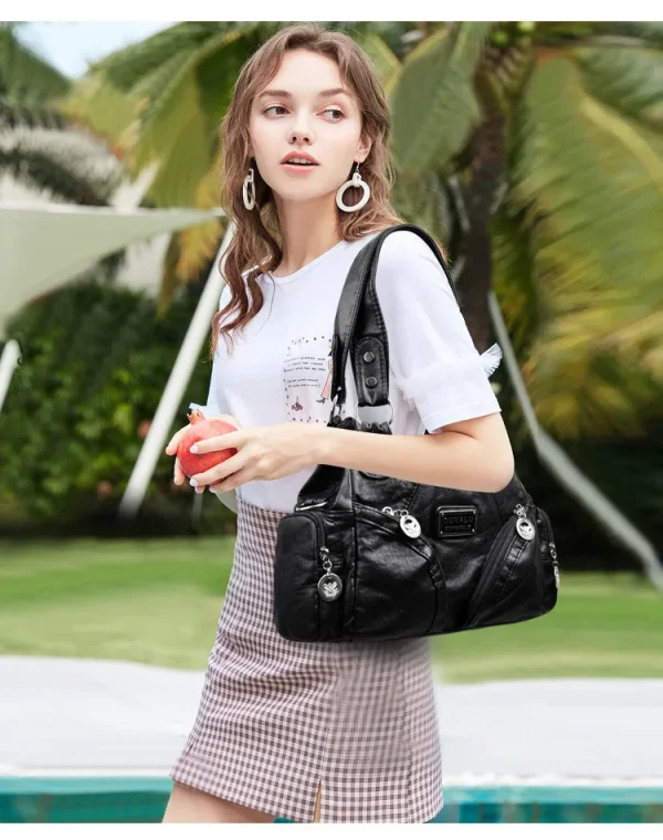 Y2K Motorcycle Bag Women's PU Leather Crossbody Bag Retro Luxury Handbag Fashion Motorcycle Bag Brand Fashion Crossbody Bag - Image 3