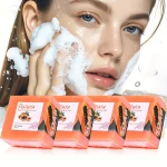 4pcs/Papaya Essential Oil Soap For Face Cleansing Natural Hydrating Whitening Pink Rose Handmade - Image 3