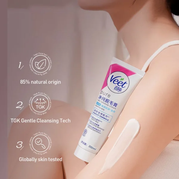 Veet Pure Hair Removal Cream Gentle Type 50ml/100ml/200ml Suitable for Sensitive Skin ,for Underarms, Legs, Arms & Bikini Line - Image 2