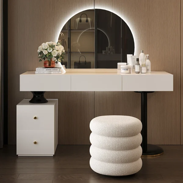 Bedroom Makeup Vanity Table White Light Mirror Desk Dressing Table Storage Cabinet Women Mesa De Maquillaje Trendy Furniture - Image 4