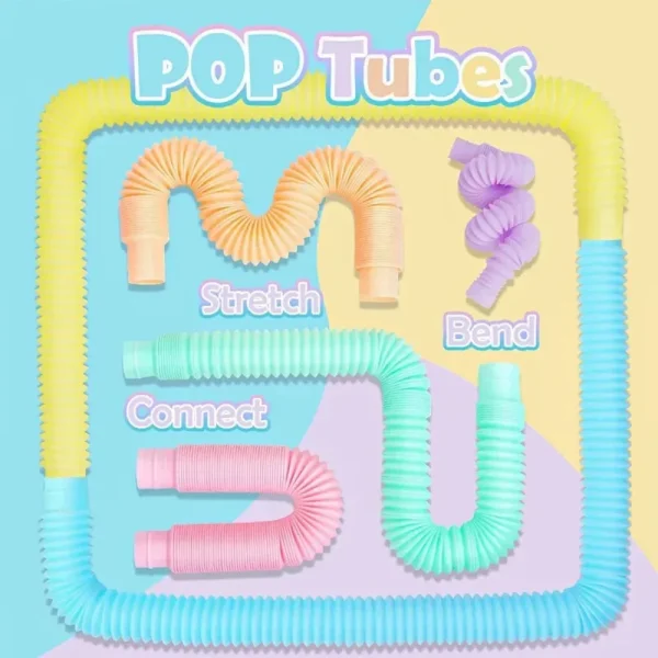 6 Pcs/Pack Pop Tubes Sensory Toys Fidget Pop Tube Stress Relief Decompression Finger Toy Telescopic Tube for Kids Teenager Gifts - Image 3