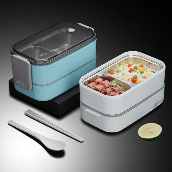 304 stainless steel Lunch Box for Adults Kids School Office 1/2 Layers Microwavable portable Grids bento Food Storage Containers - Image 2