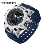 SANDA 6126 Digital Clock Dual Display Men Watches Waterproof Sports Watch Military Man Alarm Stopwatch Quartz Wristwatch Male