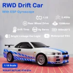 LDRC 1899 1/18 RC Drift Car LD1899 GTR Mode R34 2.4GHz RWD with Gyroscope on-Road Alloy Body Shell Racing Car for Boys Gifts - Image 3