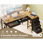 Kids Study Desk: 50 Inch Reversible Home Office Desk with 6 Drawers and Built-in Power Outlets - Image 2