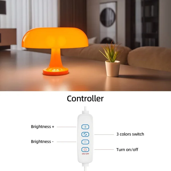 Mushroom table Lamp minimalist modern bedroom bedside lamp Danish designer orange decorative table lamp - Image 3
