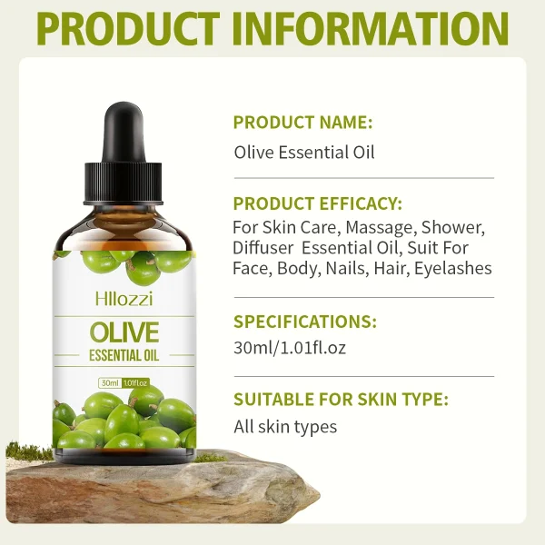 Olive essential oil, with a unique natural olive scent, extracted from plant essence, is suitable for body care and hair care. - Image 3