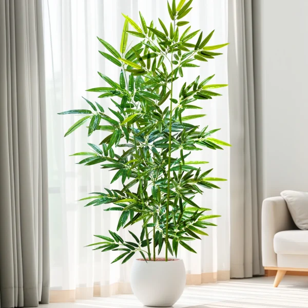 Artificial Green Bamboo Leaves, Fake Branch Plants, Suitable for Home, Hotel, Commercial Office Decoration - Image 2