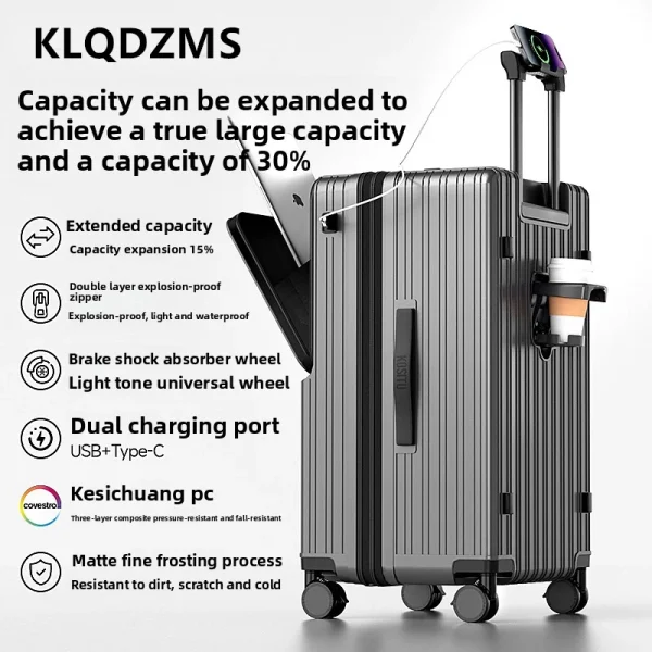 KLQDZMS Luggage Front Opening Boarding Box Large Capacity Trolley Case 20"22"24"26"28"30 Inch Strong and Durable Suitcase - Image 2