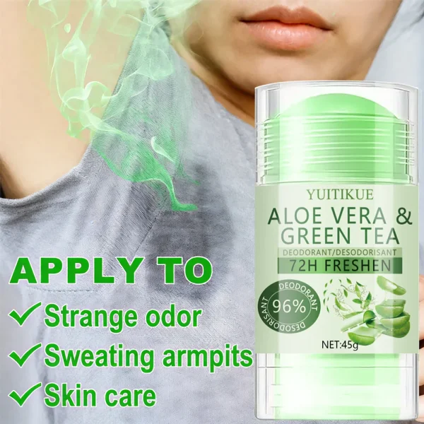 YUITIKUE Aloe Vera and Green Tea Deodorant - 72 Hours Freshness, Odor Elimination, and Sweat Odor Reduction - Image 4
