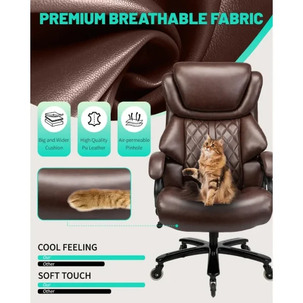 800lbs Capacity Big And Tall Office Chair with Wide Spring Seat 360-Degree Swivel Heavy Duty Casters for Executive Or Home Offic - Image 4