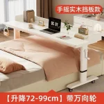 Adjustable Overbed Laptop Desk with Wheels | Bedroom Furniture Rolling Computer Table | Hand Crank Solid Wood Desk - Image 5