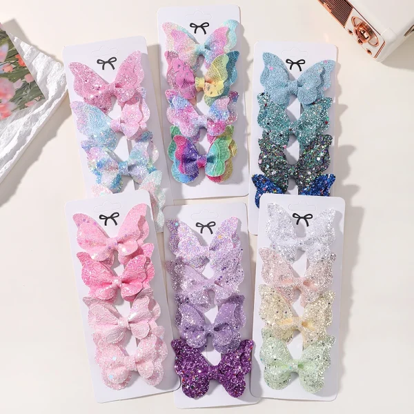 2/4/5Pcs Women Girl Glitter Butterfly Hair Clip for Children Sequins Bow Hairpins Cute Headwear Trendy Hairgrip Hair Accessories - Image 2