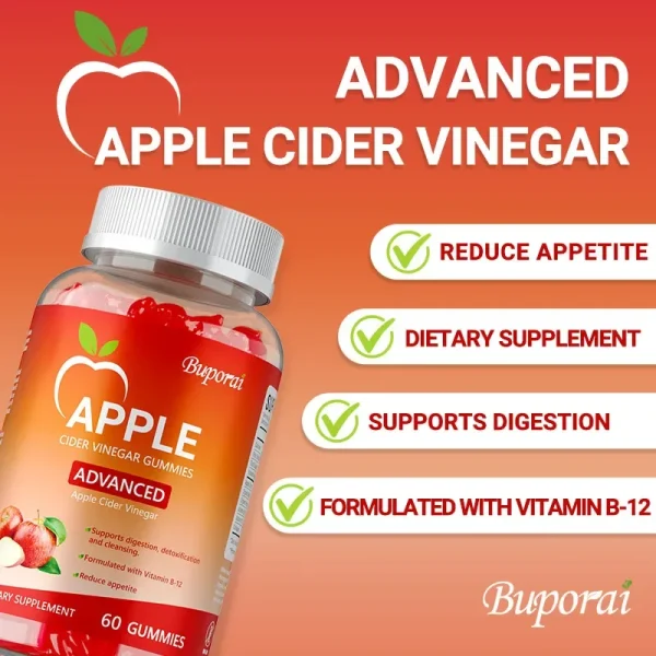 Apple Cider Vinegar Gummies - Weight Management, Stay in Shape, Metabolism, Boost Energy, Flat Belly, Support Intestinal Health - Image 2