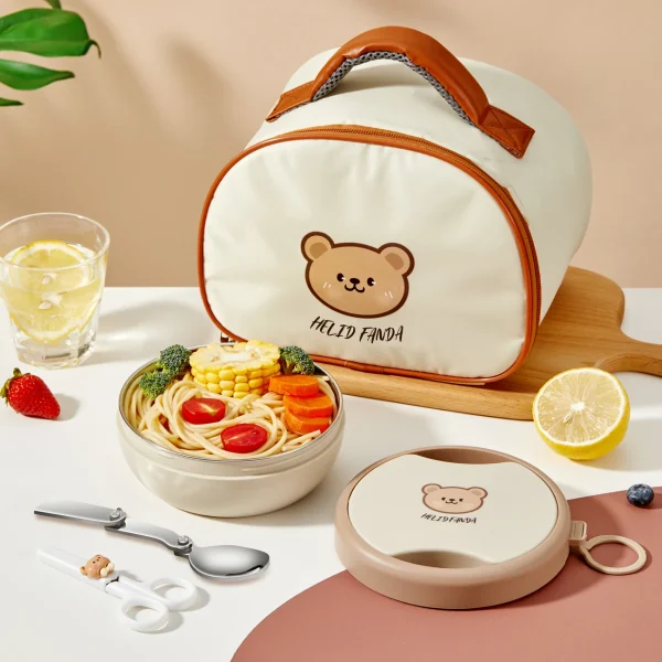 WORTHBUY 304 Stainless Steel Tiffin Box With Folding Cutlery Picnic Portable Sealed Fruit Salad Food Container For Kids Students - Image 2
