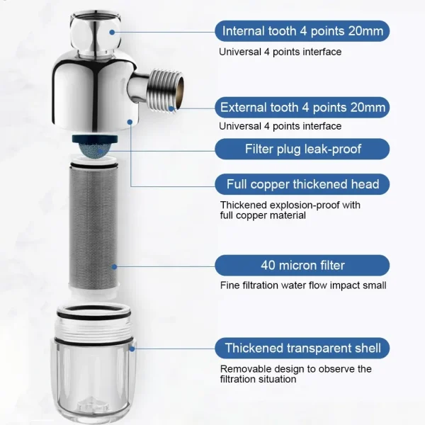 Stainless Steel Pre Water Purification Anti-scaling Universal Kitchen Tap Filter Healthy Water Clean Bathroom Shower Accessories - Image 5