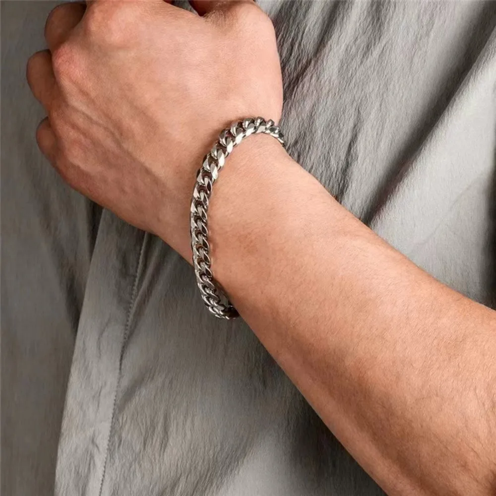 kf-S9c3d9342777a44d8a8dec0dc0c8faa18T 21cm Hot Trendy Cuban Chain Men Bracelet Classic Stainless Steel 3 5 7mm Width Chain Bracelet For Men Women Jewelry Party Gift - Image 1
