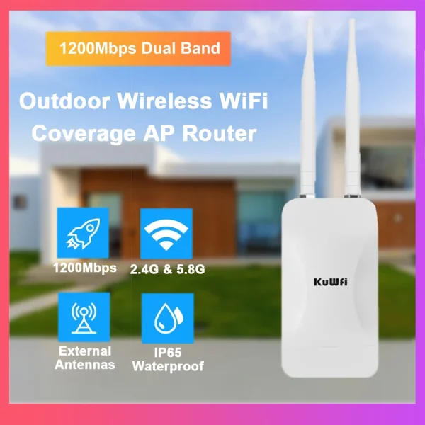 KuWFi 1200Mbps Outdoor AP Router Dual Band Wireless Wi-Fi Access Point ...