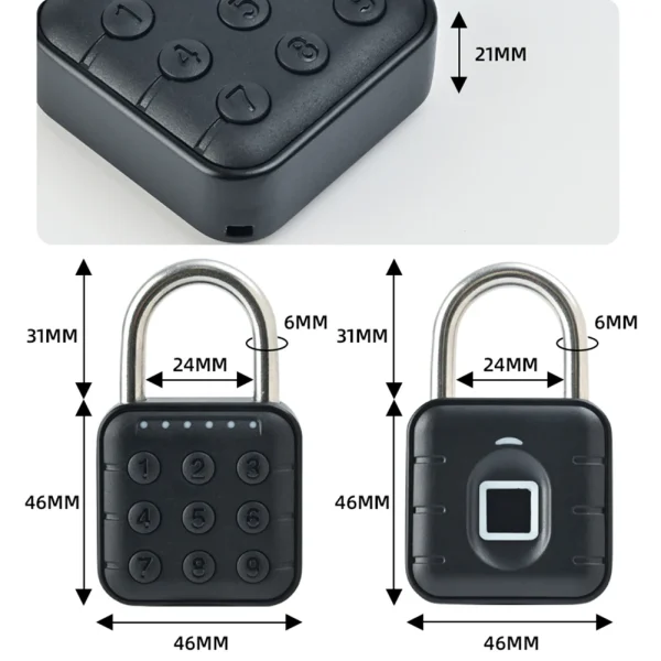 Keyless Fingerprint Lock with Tuya APP Smart Padlock Waterproof Door Lock 0.2sec Unlock Portable Anti-theft Padlock for Offices - Image 5