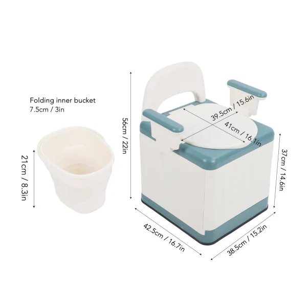 Bedside Commode Strong Load Bearing Anti Slip Bottom Space Saving Adults Folding Portable Toilet with Arms for Home for Elderly - Image 3