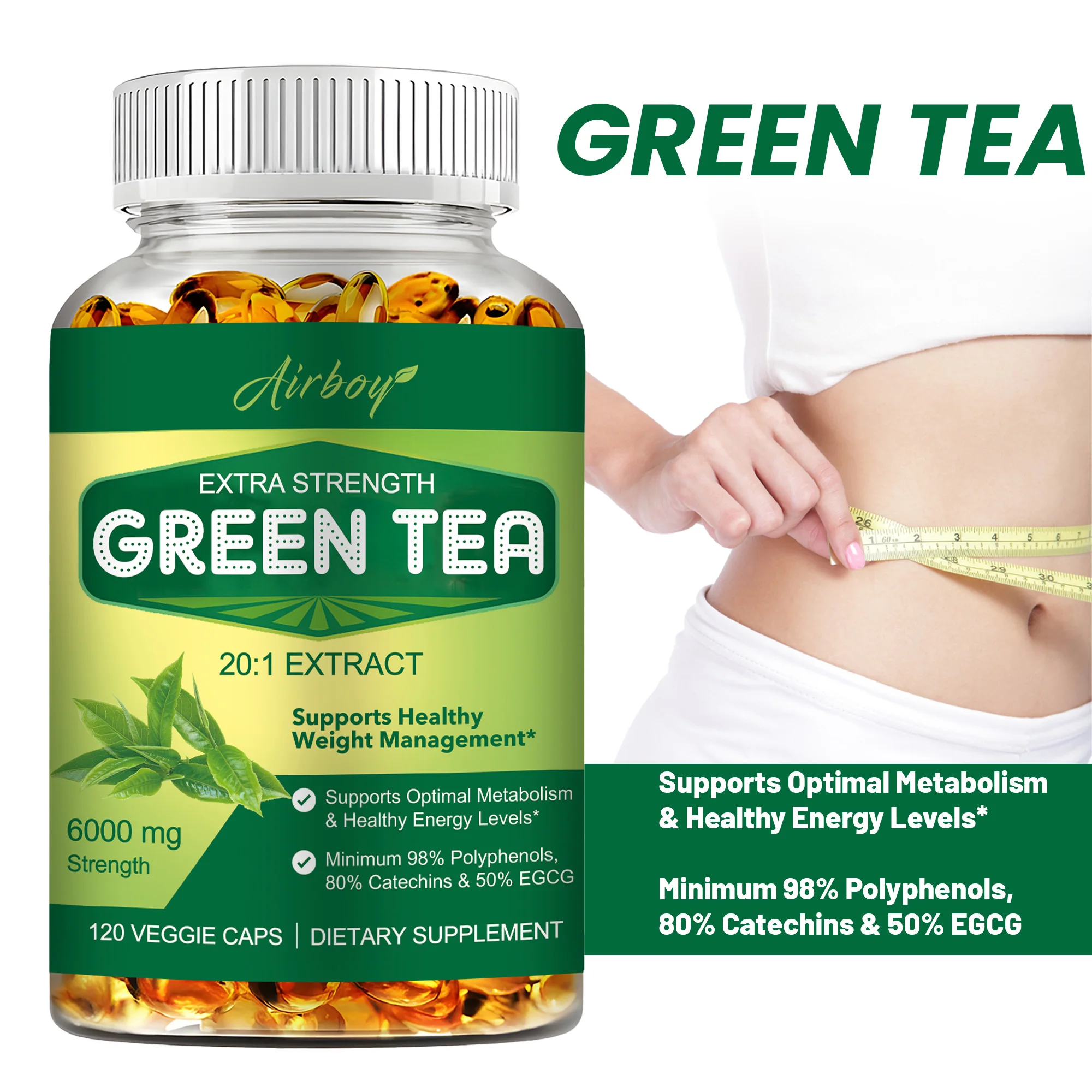 kf-S9f3aa2a385bb417eabd1ff88e36ad84av Green Tea Capsules - Anti-oxidation, Suppress Appetite, Support Heart Health, Promote Metabolism, Improve Immunity - Image 1