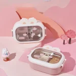 Stainless Steel Tiffin Box Rabbit Design Divides Large Capacity Portable Sealed Bento Box Children Student Cute Birthday Gifts