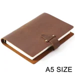 Vintage Design High Quality Natural Leather Rings Notebook A5 Size Diary Brass Binder Sketchbook Agenda Planner Stationery - Image 2