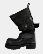 Modern Vintage Big Round Toe Height Increasing Boots Shoes For Men's Belt Buckle Street Style Mid-Calf Boot Platform Motorcycle Boots - Image 3