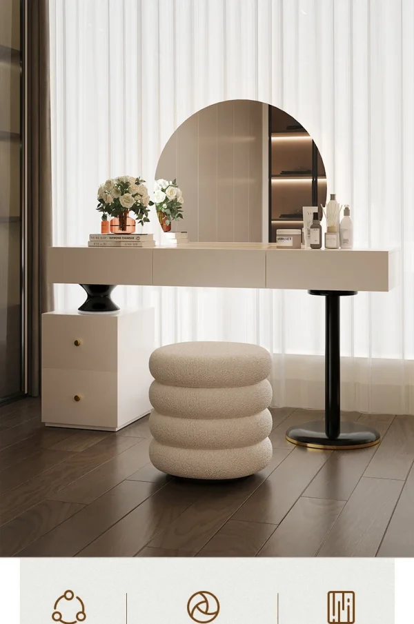Bedroom Makeup Vanity Table White Light Mirror Desk Dressing Table Storage Cabinet Women Mesa De Maquillaje Trendy Furniture - Image 5