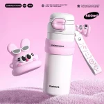 COOKER KING Thermos Cup with Straw Stainless Steel Insulated Cup Portable Leak-Proof Water Bottle Cartoon Doll Mug for Children