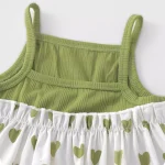 Summer Series Avocado Colored Heart-shaped Patchwork Camisole Baby Dress for Girls Cute Heart-shaped Printed Princess Dress - Image 4