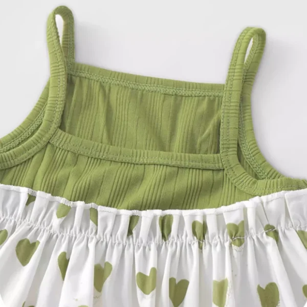 Summer Series Avocado Colored Heart-shaped Patchwork Camisole Baby Dress for  Girls Cute Heart-shaped Printed Princess Dress - Image 4