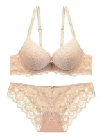 1 Set Elegant Lace Embroidery & Breathable Fabric Lingerie Set: Push-Up Bra, Drop Waist Sheer Panty - Ultimate Valentine's Day - Image 2